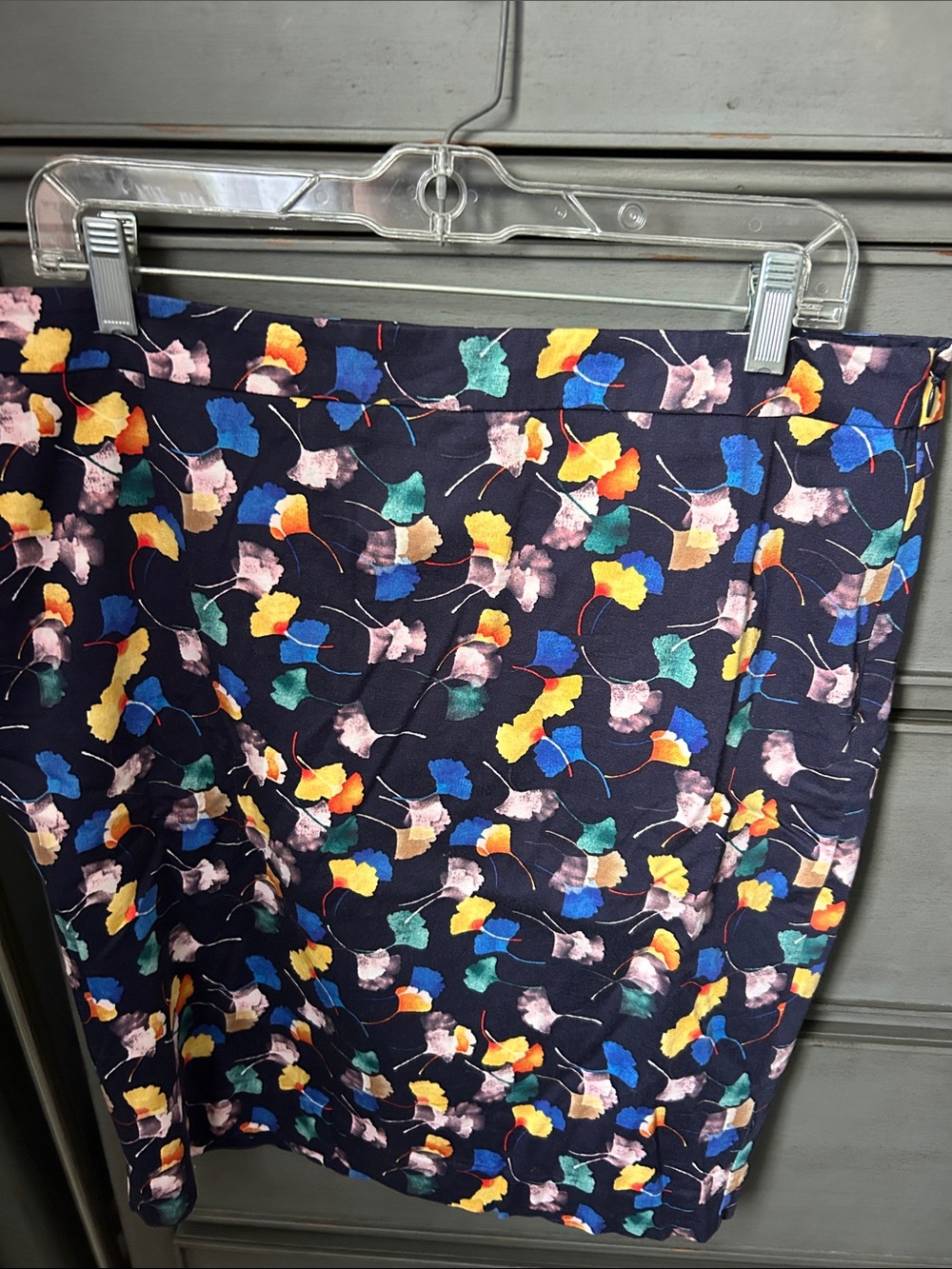 The Limited Navy Floral Pencil Skirt with Multicolor Petal Print